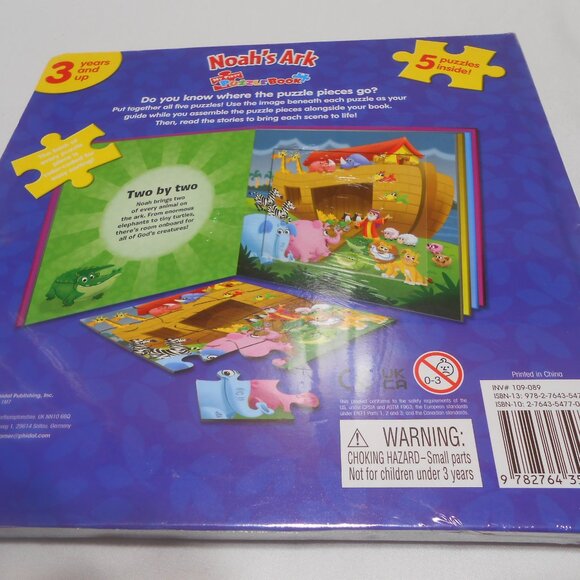 NEW Noah's Ark padded Board My First Puzzle Book w/ 5 puzzles ages 3+ kids 📘🎁 - Picture 5 of 9